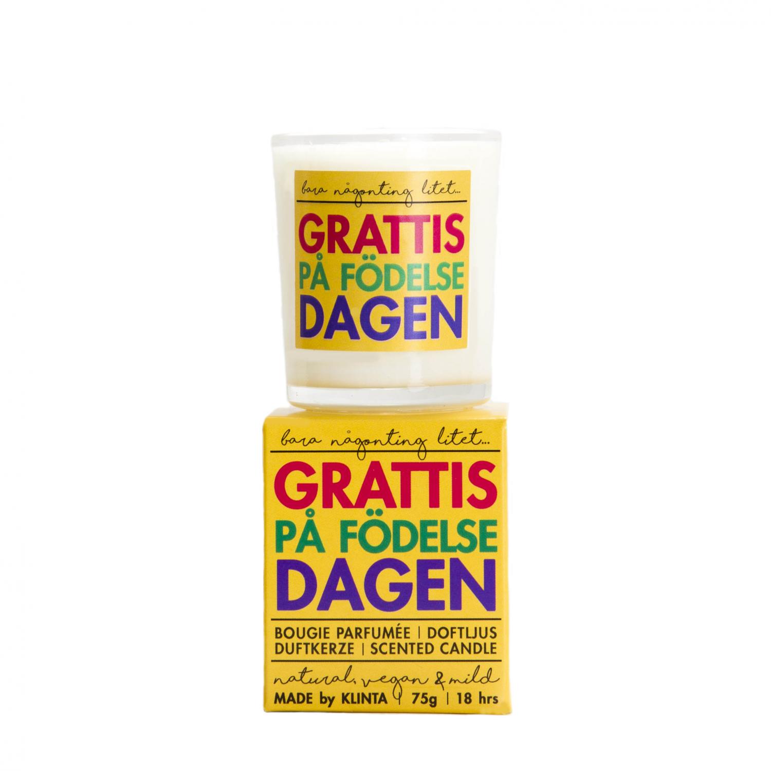 Doftljus, Grattis på Födelsedagen, från Klinta