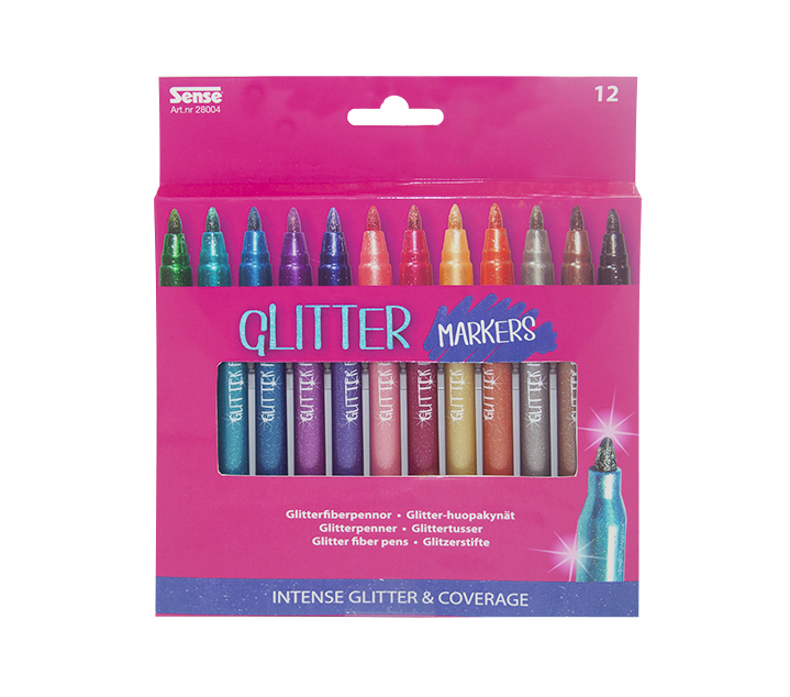Sense Glitter Fiberpennor 12-Pack