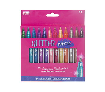 Sense Glitter Fiberpennor 12-Pack