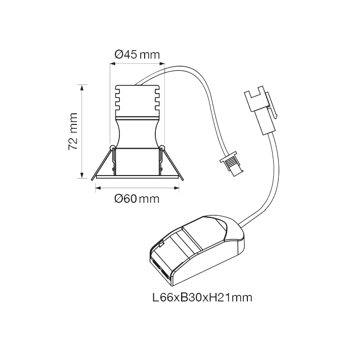DESIGNLIGHT Downl D-LS1016 4,3W 3000K Vit IP44 inkl. drivdon - 2