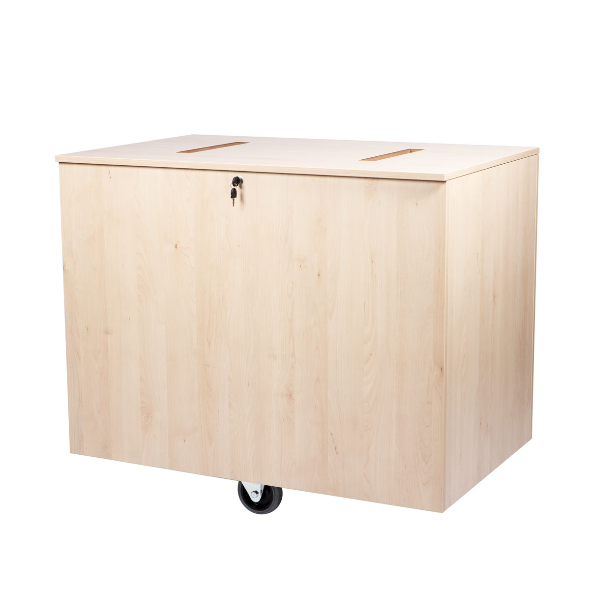 Book Return Wagon Covered with spring-loaded base and lockable top for quiet and secure handling of returned books in libraries