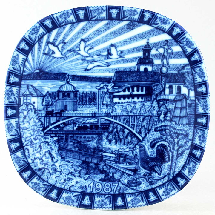 Gunnar Nylund (Christmas Plates) Annual Blue Wall Plate 1987 19,5 cm 