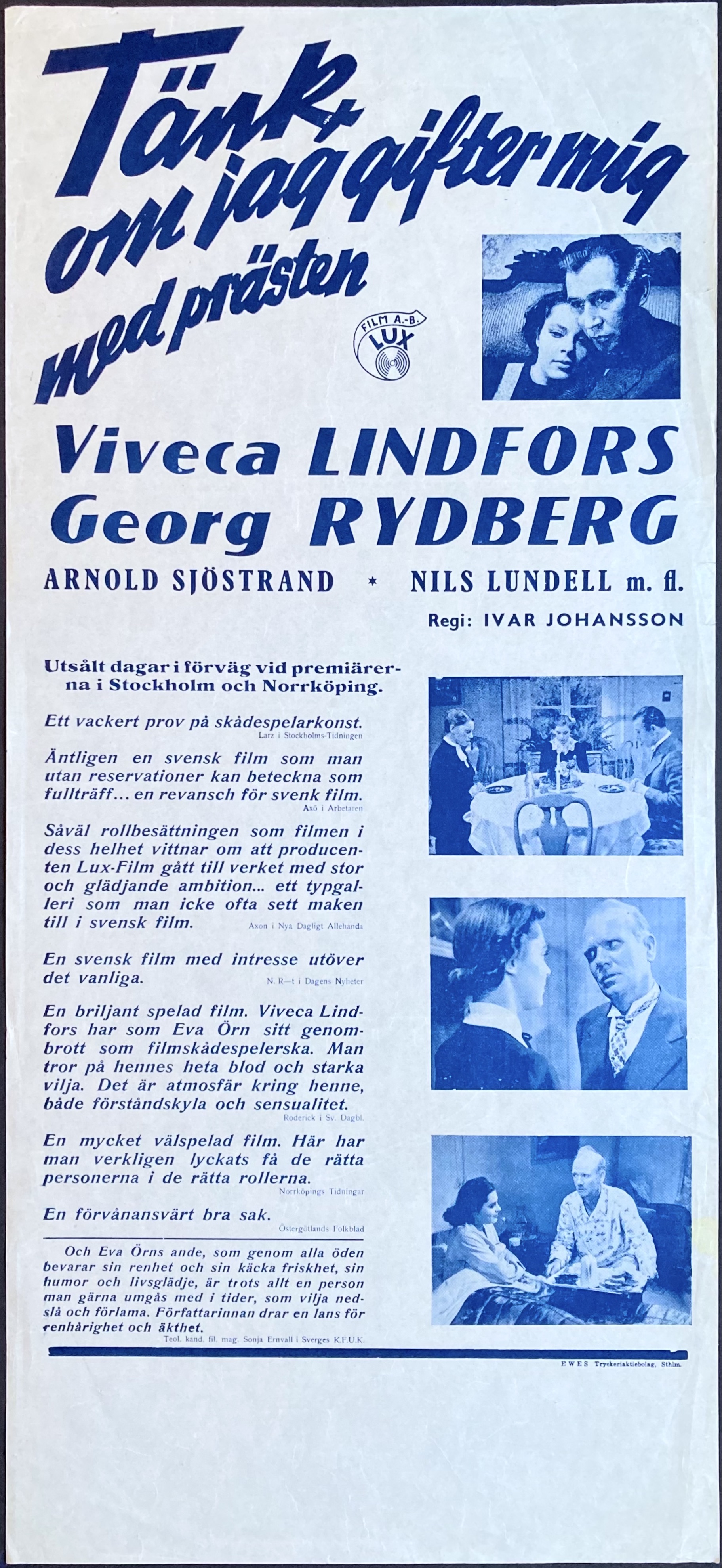 TÄNK OM JAG GIFTER MIG MED PRÄSTEN (1941)