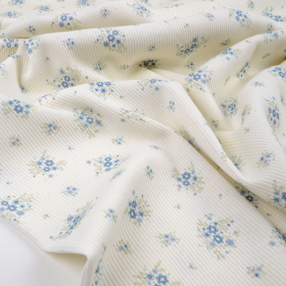 MINI FLOWERS RIBBED - BLUE