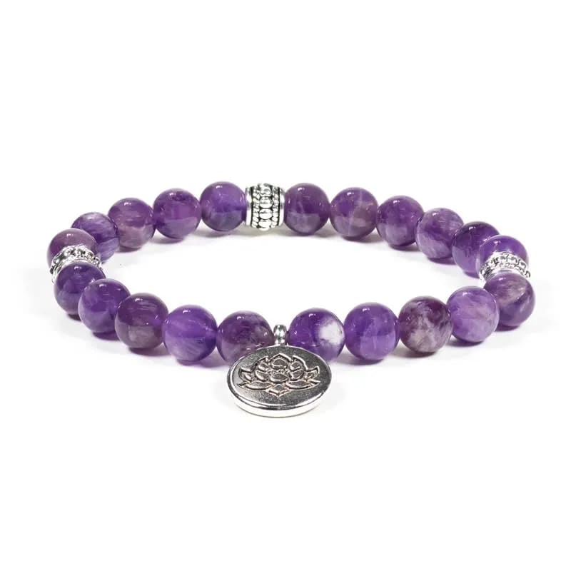Mala/Bracelet Amethyst  With Lotus