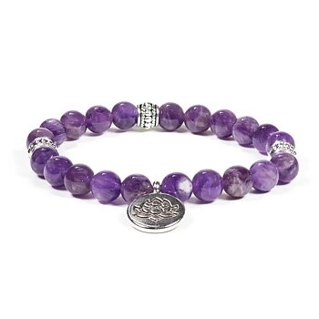 Mala/Bracelet Amethyst  With Lotus
