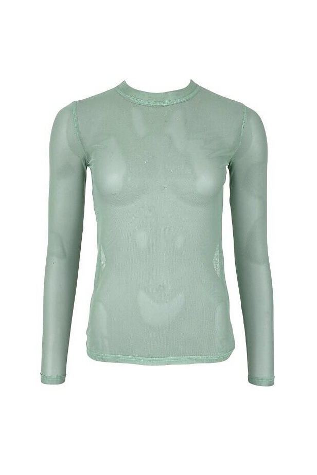 Black Colour - Annie Mesh Blouse Mint Green - 2