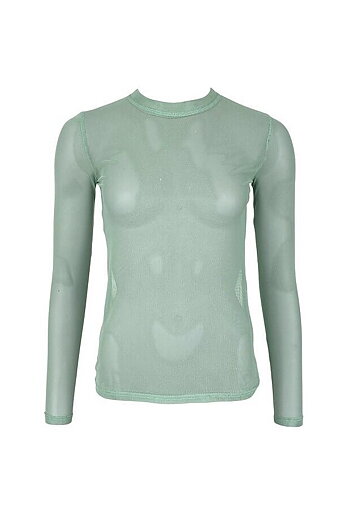 Black Colour - Annie Mesh Blouse Mint Green