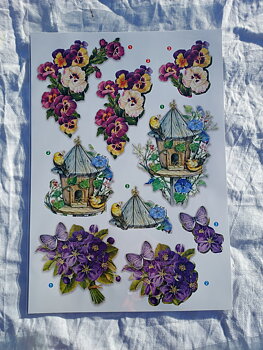 3d motiv, 21x30cm, blommor5och fåglar