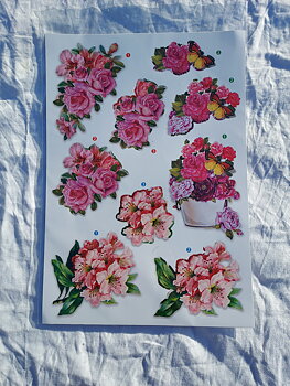 3D, motiv med blommor8, 21x30cm
