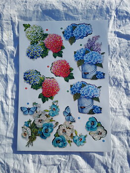 3D motiv med blommor9, 21x30cm.