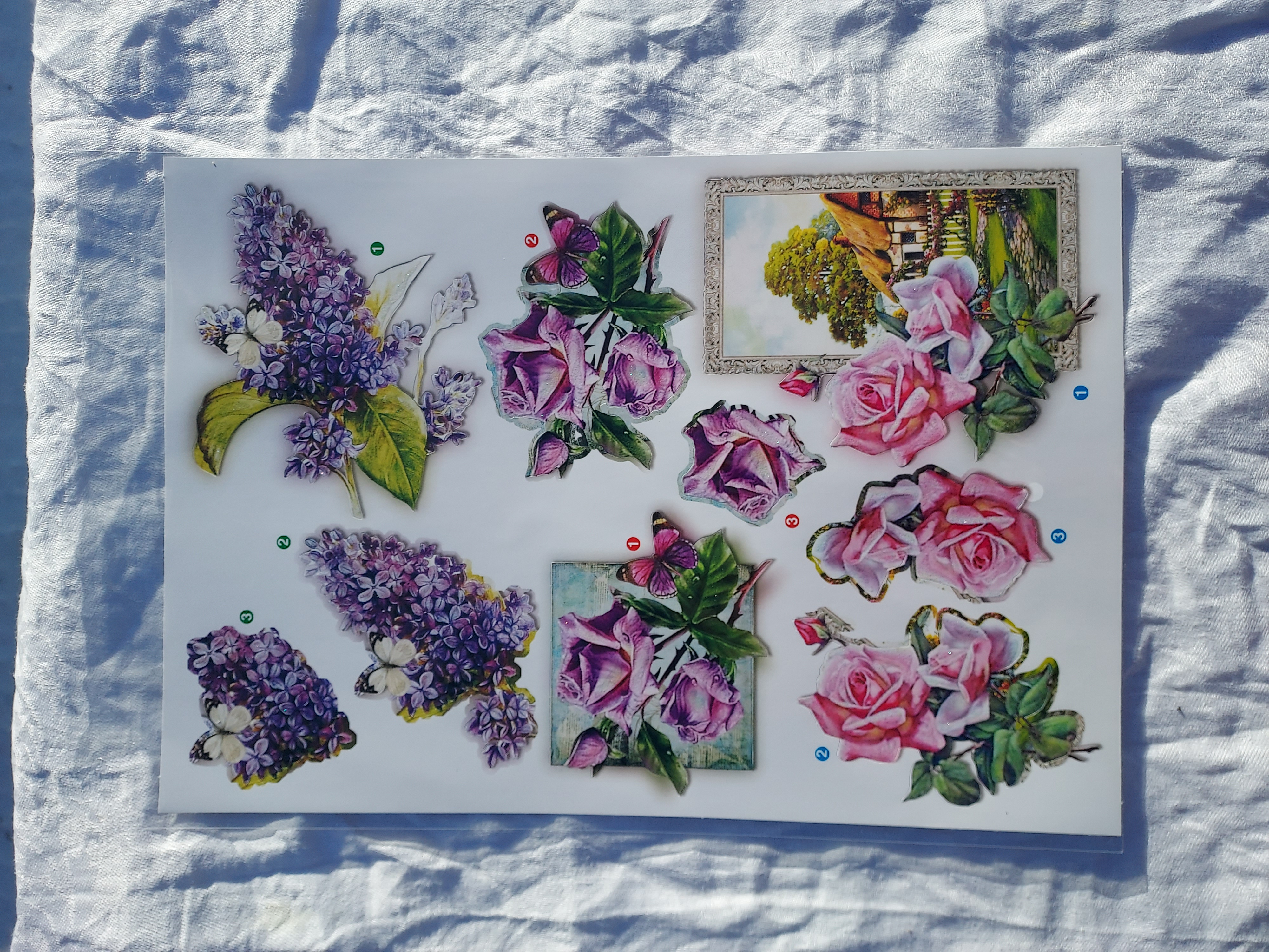 3D motiv med blommor11,  21x30cm, 4 ark/1 förp - 4