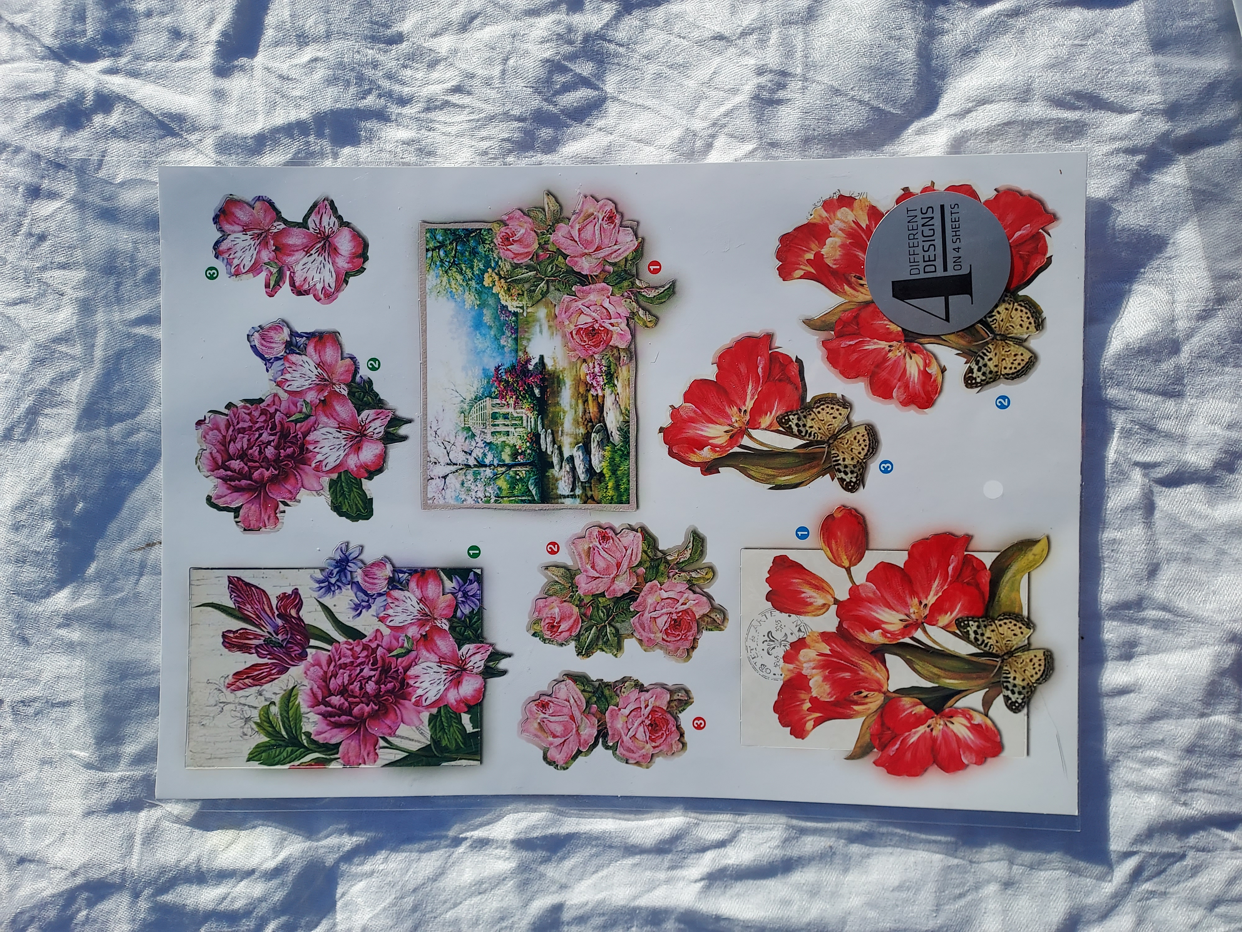 3D motiv med blommor12, 21x30cm.