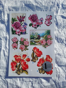 3D motiv med blommor12, 21x30cm.