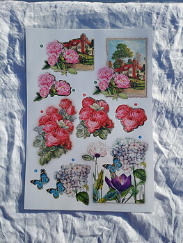 3D motiv med blommor13, 21x30cm.
