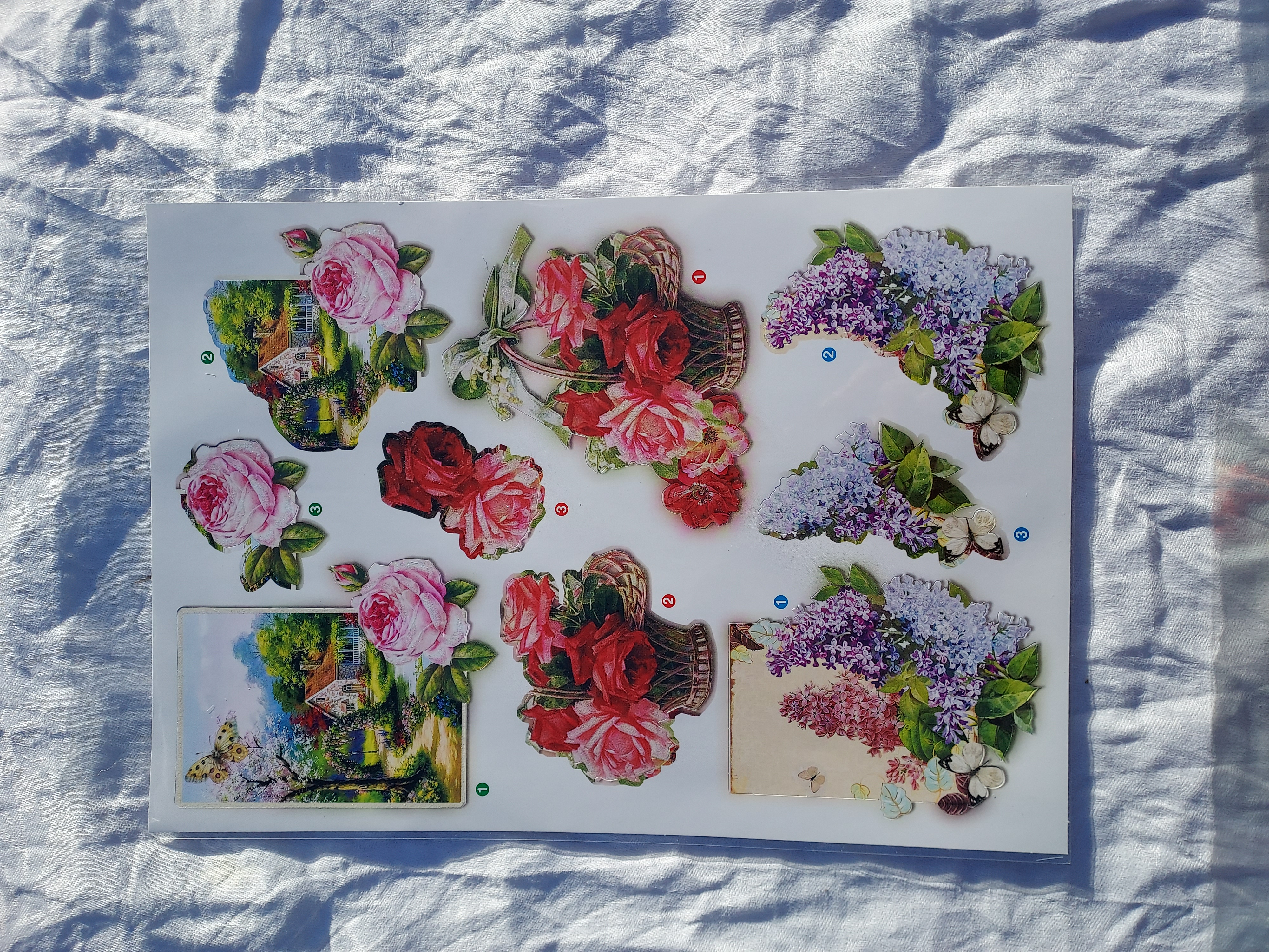3D motiv med blommor14, 21x30cm.