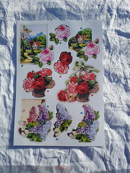 3D motiv med blommor14, 21x30cm.