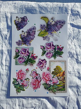 3D motiv med blommor15, 21x30cm.