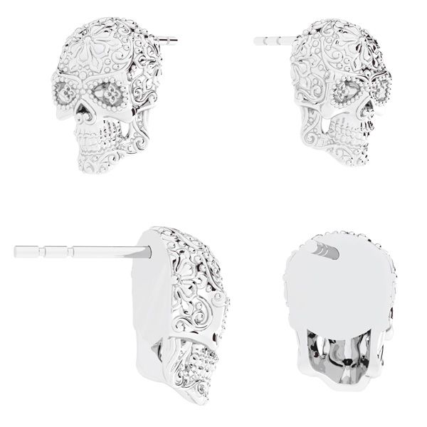 Sterling Silver Scull Earring - 4