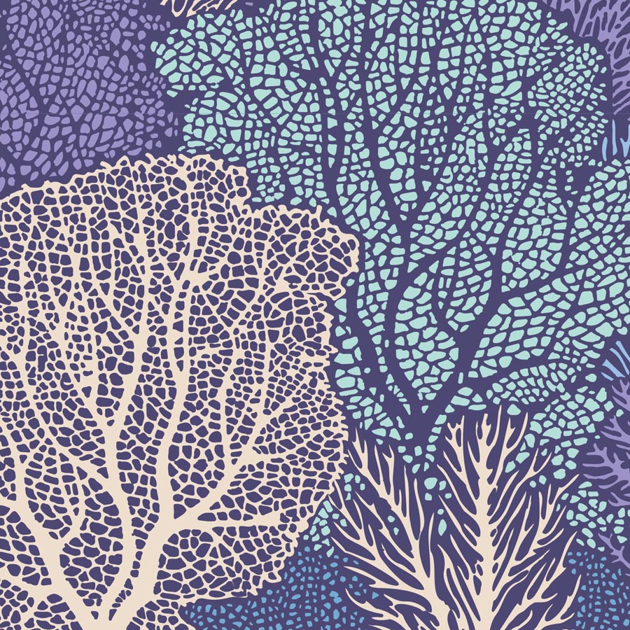 Tilda Cotton Beach Coral Reef Blue 30 x 110  m