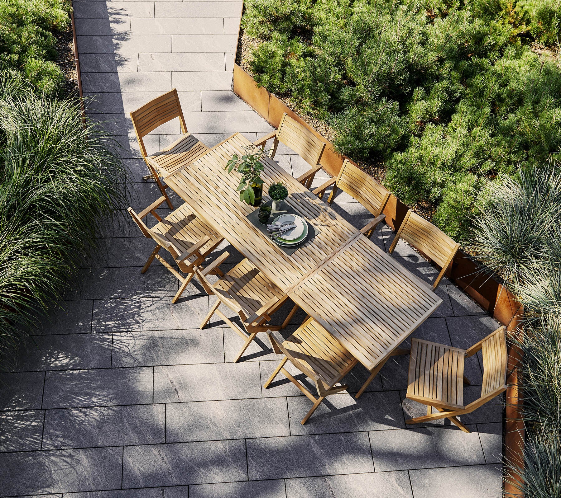 Flip fällstol teak utan armstöd Cane-line - 5