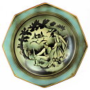 Gunnar Nylund (Flambé 1932) Octagonal Art Deco Bowl with Relaxed Hunters Motif 33 cm