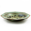 Gunnar Nylund (Flambé 1932) Octagonal Art Deco Bowl with Relaxed Hunters Motif 33 cm