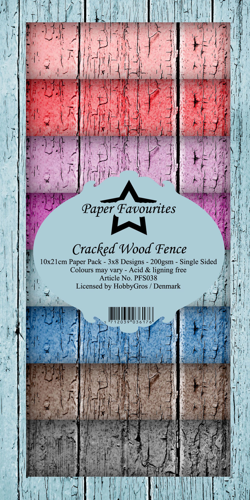 Paper Favourites Cracked Wood Fence Slim Paper Pack 