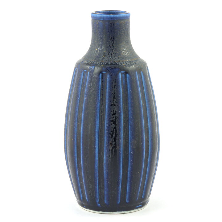 Wilhelm Kåge (KAPA 1958) Blue Bottle Vase with Relief 26 cm