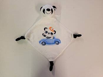 Snuttefilt Panda i bil