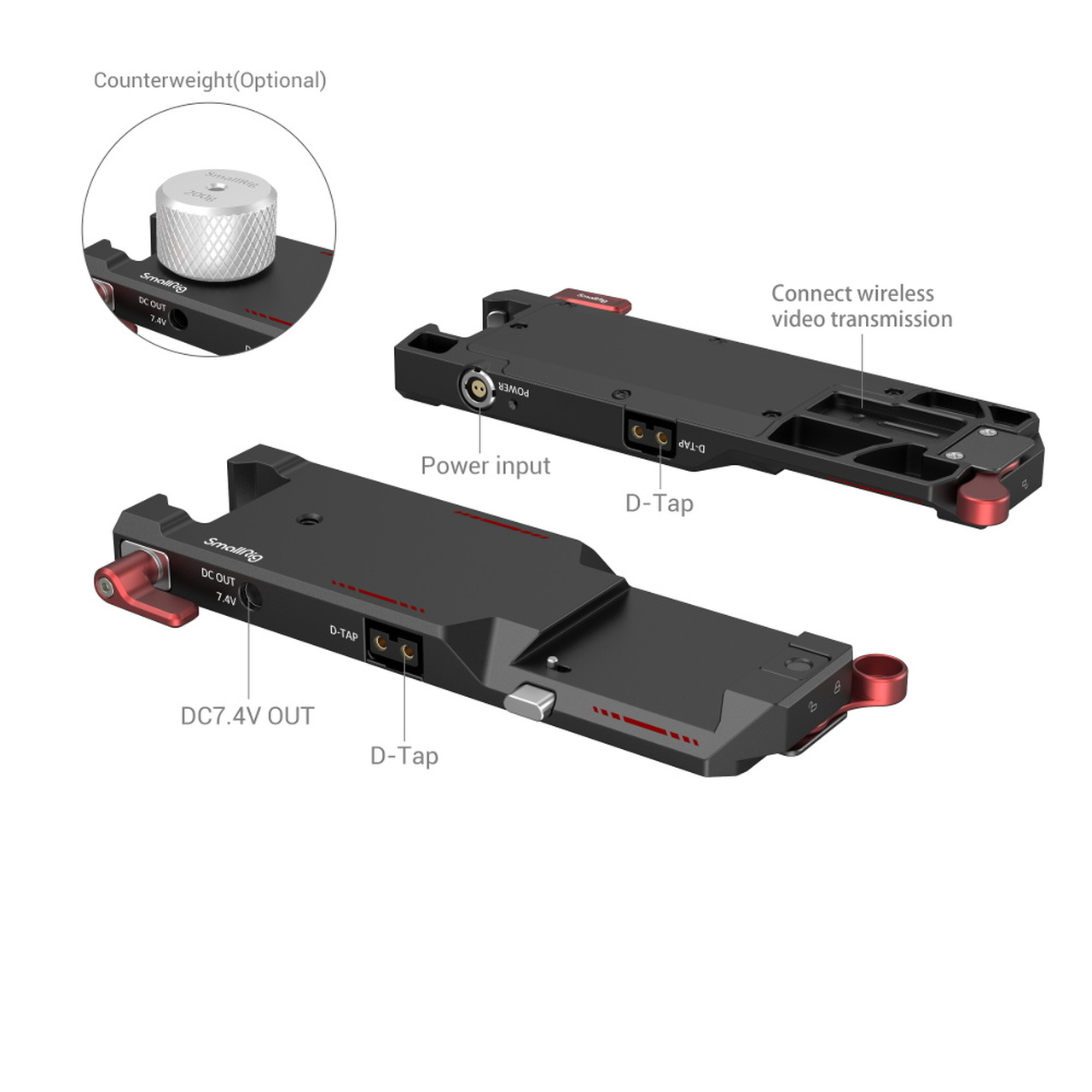SmallRig 3251 Power Pass-Through Plate for DJI RS2 - 3