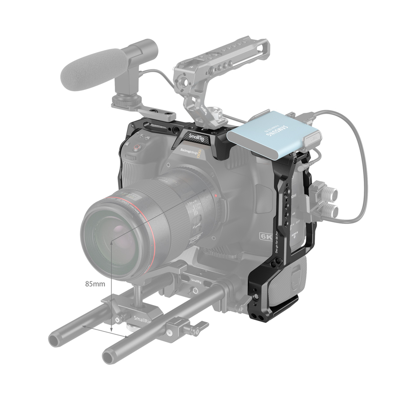 SmallRig 3382 Battery Grip Compatible Camera Cage for BMPCC 6K Pro - 9