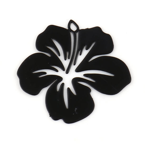 Berlock -  Blomma , spraymålad Svart, 21mm