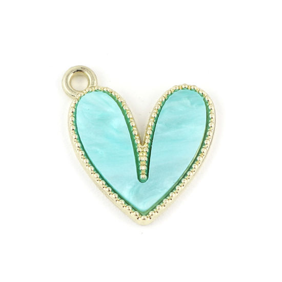 Berlock -  Enameld christmas heart  Pearl blue