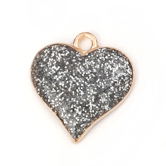 Berlock -  Emaljerat hjärta,Silver glitter