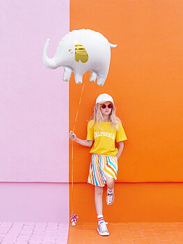 Folieballong | 61 x 46 cm |  Elefant | Vit med gulddetaljer - 1