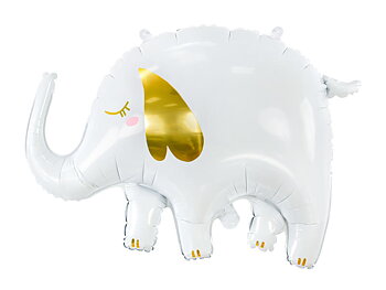 Folieballong | 61 x 46 cm |  Elefant | Vit med gulddetaljer
