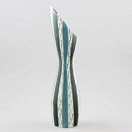 スティグ・リンドベリ 誕生100周年 記念作品！！  ファイアンス製 紺と青のストライプ模様の花瓶 Vase 2016年 (30cm) 〈箱付き〉  [サンプル画像]
