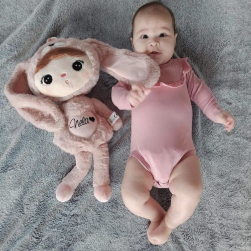 Pink Rabbit 48cm - dukke med barnets navn  - 3