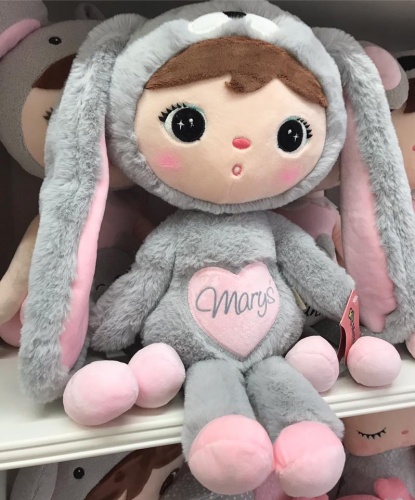 Grau-rosa Hase 48 cm - Puppe mit dem Namen des Kindes  - 10