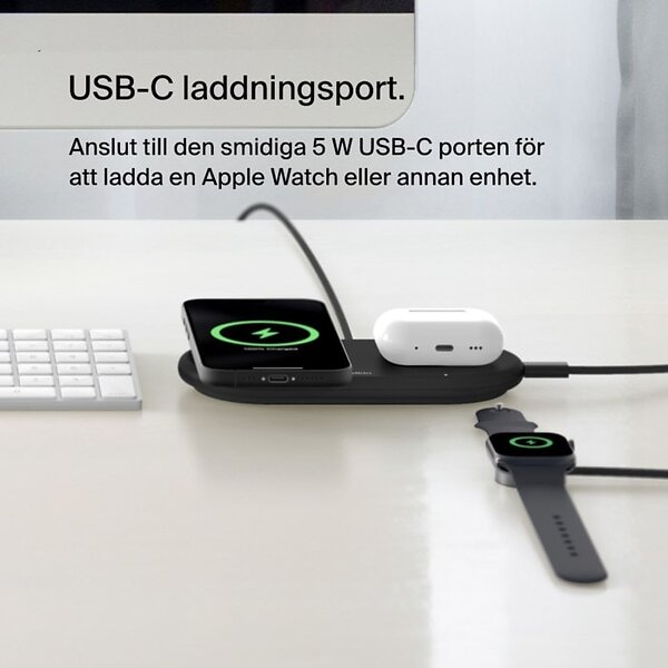 Belkin BoostCharge Pro 2in1 Magnetic Qi2 Wireless Charger WIZ021 - Svart - Original - 5