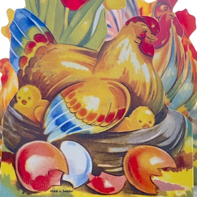 Paper garland Rooster & Hen - Old-fashioned Easter decoration - 14x68.6 cm - 3