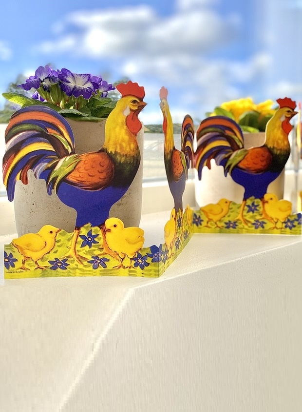 Paper rows Rooster - Old-fashioned Easter decoration - 5.5x34.5 cm - 2