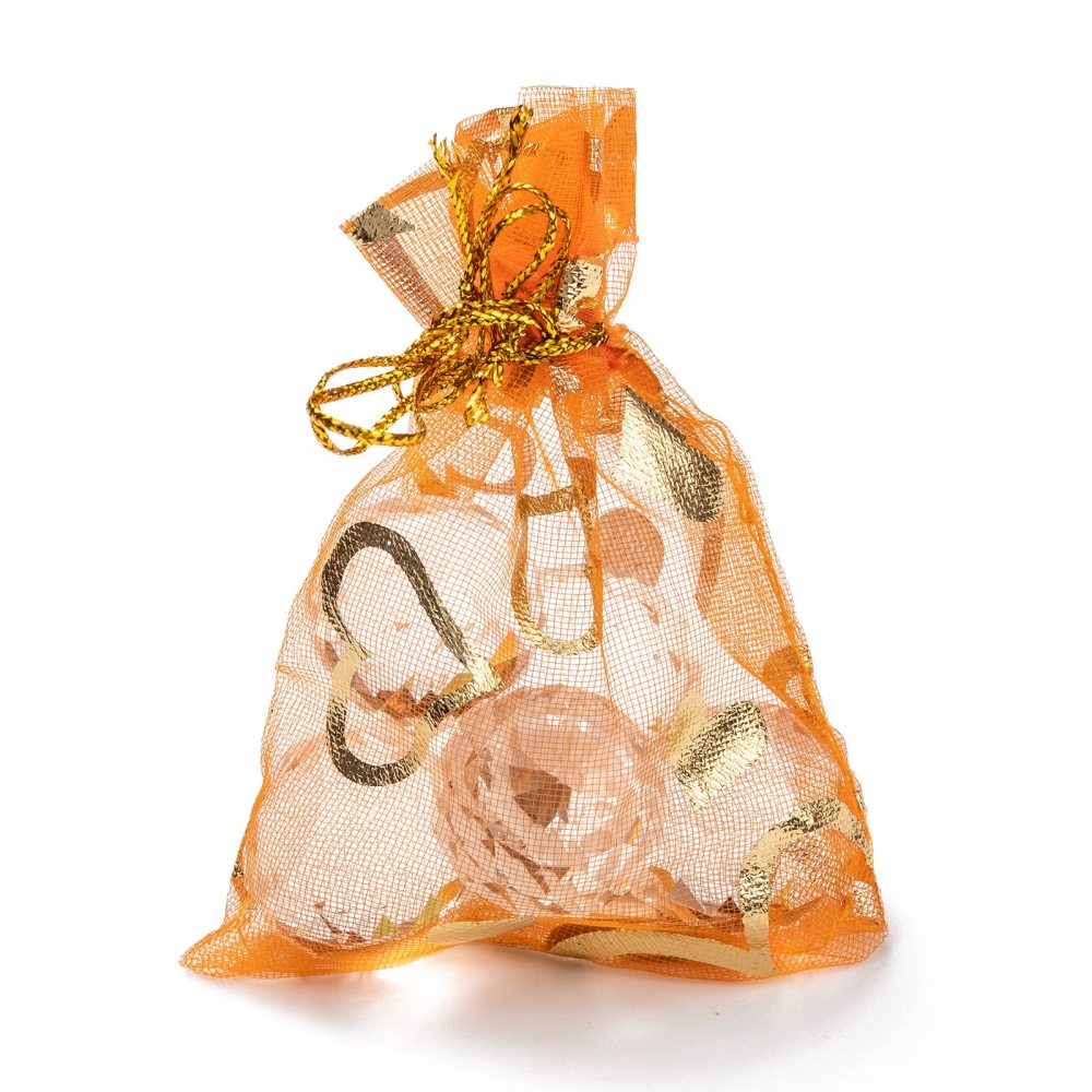 Organza 7x9cm,  orange heart