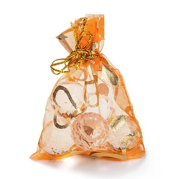 Organza 7x9cm,  orange heart