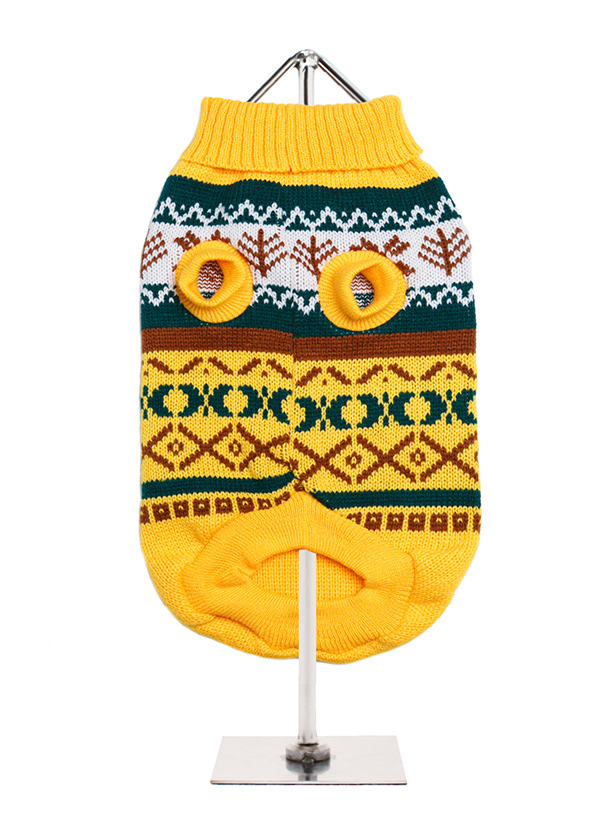 Urban Pup Yellow Fair Isle Vintage Stickad Hundtröja Gul - 3