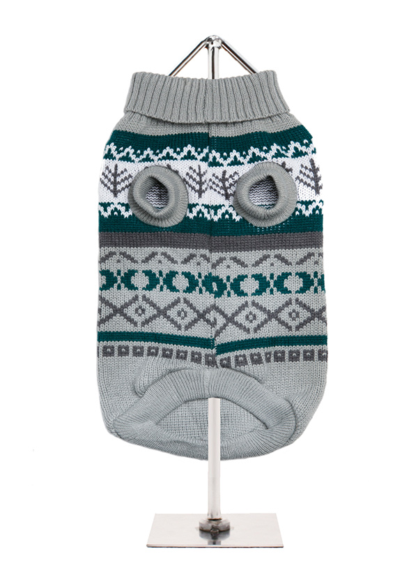 Urban Pup Grey Fair Isle Vintage Stickad Hundtröja Grå - 3