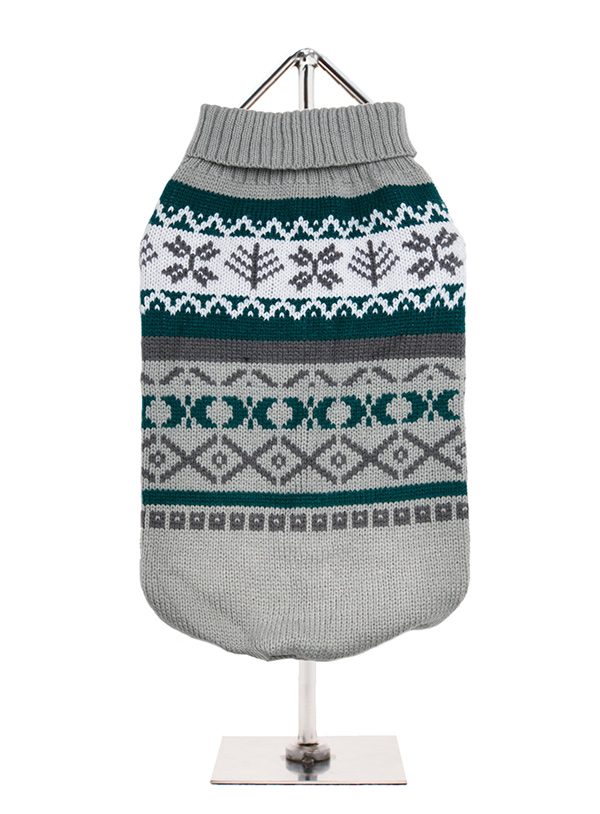 Urban Pup Grey Fair Isle Vintage Stickad Hundtröja Grå