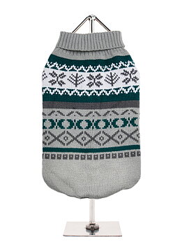Urban Pup Grey Fair Isle Vintage Stickad Hundtröja Grå