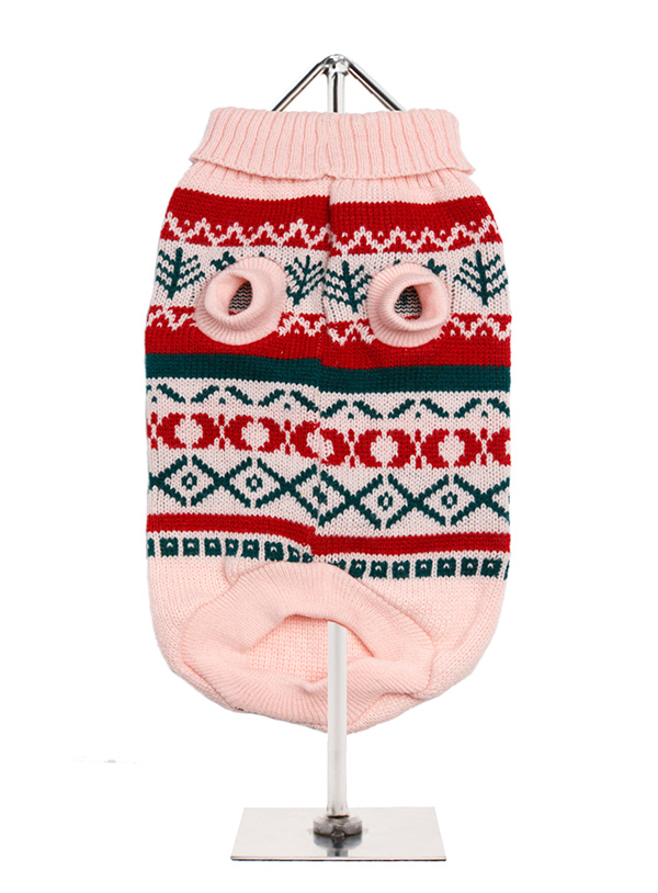 Urban Pup Oyster Pink Fair Isle Vintage Stickad Hundtröja Rosa - 3